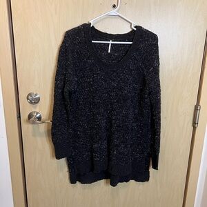 Free People Honeycomb Mixed Black Gray Jeepster Pullover Sweater